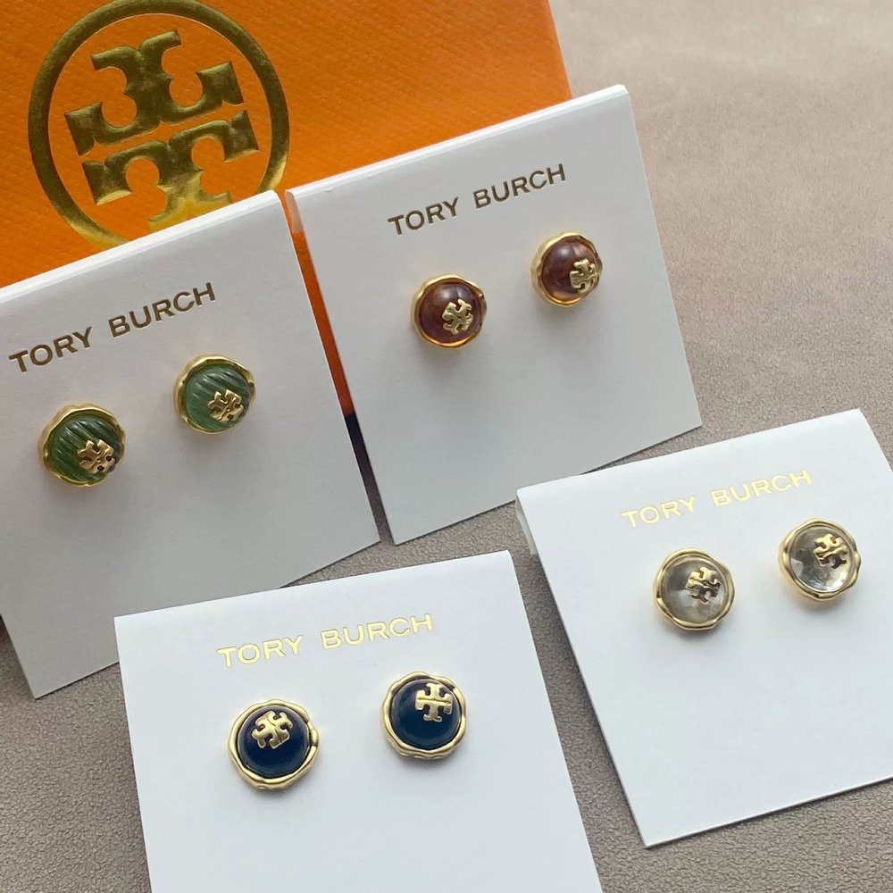 Tory Burch Half Circle Earrings Red Black Transparent Green
